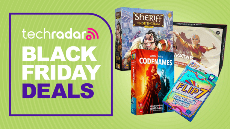 Board games next to a Black Friday banner