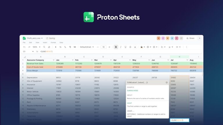 Proton Sheets joins the company's productivity suite