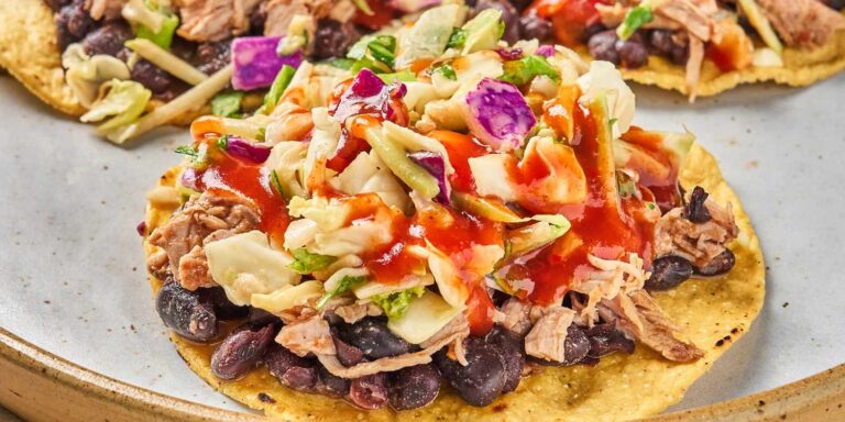 Slow Cooker Pork and Black Bean Tostadas Recipe
