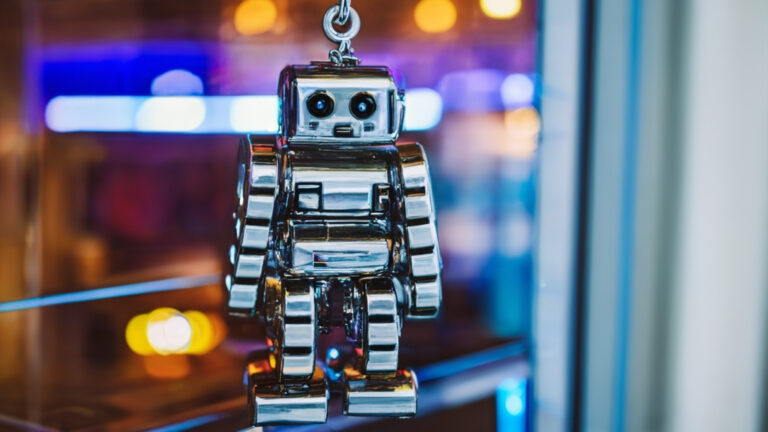 robot charm dangling