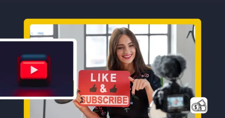 YouTube creator recording a video at home while holding a “Like & Subscribe” sign, illustrating calls to action used to grow subscribers and engagement on YouTube.