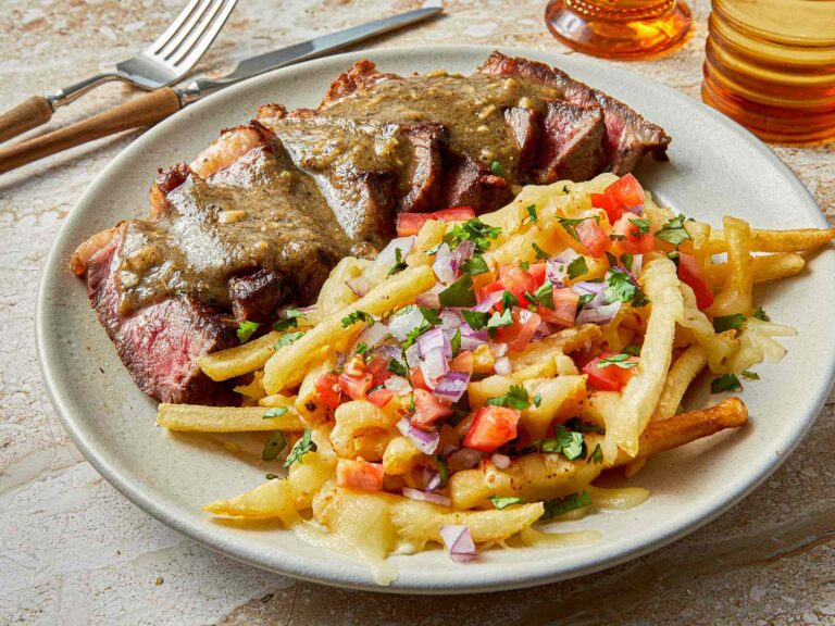 Carne Asada Fries With Sliced Steak and Chile Butter Sauce Recipe