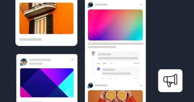 A collage-style view of multiple Facebook posts in a dark-mode feed, showing image posts, text posts, comments, and engagement icons.