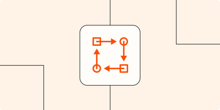 Hero image with a workflow or flowchart icon