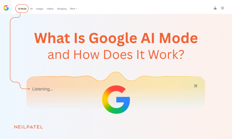 Illustration of Google AI Mode with text that reads "What Is Google AI Mode and How Does It Work?"