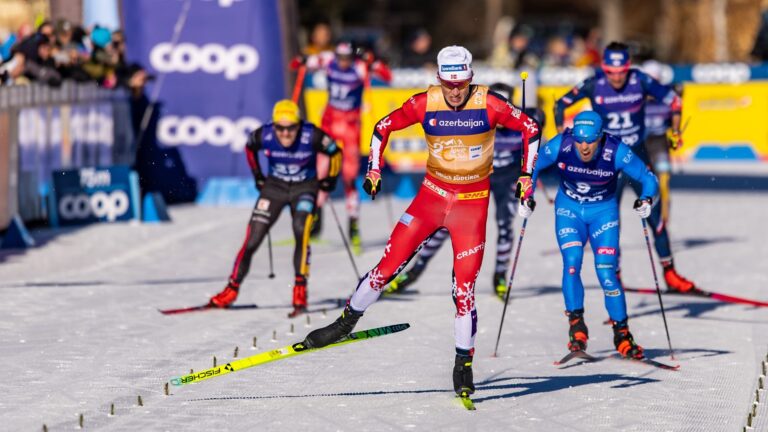 Johannes Hoesflot Klaebo of Norway during a Cross-Country World Cup event.
