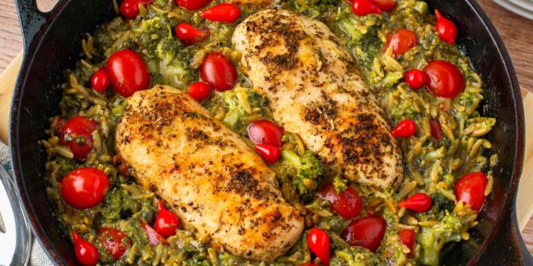 One-Pan Pesto Chicken and Vegetables Recipe